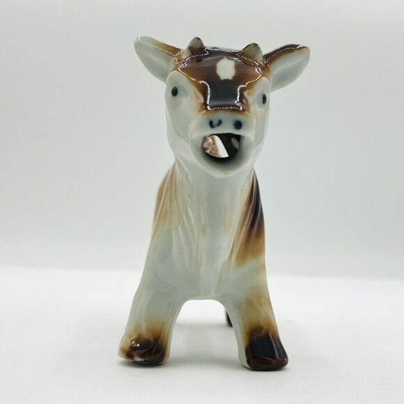 Vintage Porcelain White & Brown Cow Creamer. Made In Occupied Japan. Nice - Picture 6 of 7